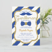 Kleine Gentleman Baby shower Invitation, Faux Gold Kaart (Staand voorkant)