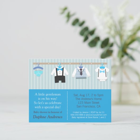 Kleine Gentleman Baby Shower-uitnodigingen Kaart (Staand voorkant)