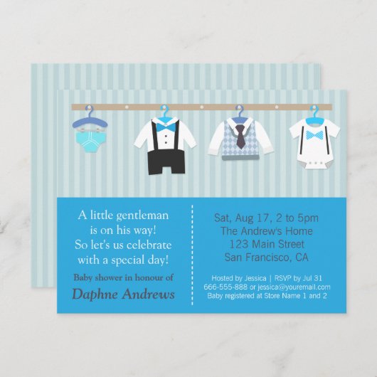 Kleine Gentleman Baby Shower-uitnodigingen Kaart (Voorkant / Achterkant)