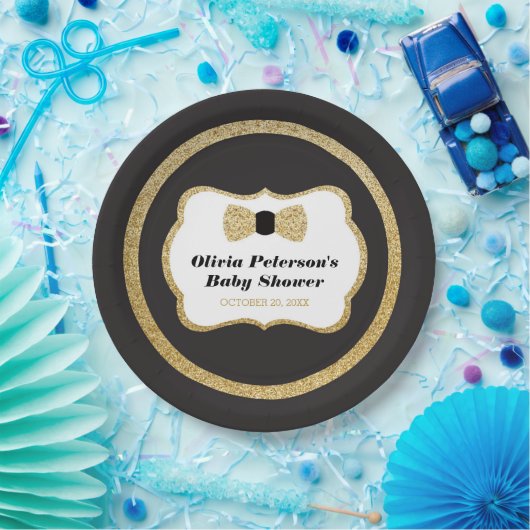 Kleine Gentleman Borden, zwart, goud Papieren Bordje (Feest)