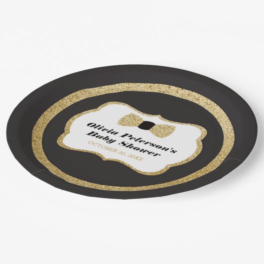 Kleine Gentleman Borden, zwart, goud Papieren Bordje (Gekanteld)