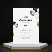 Kleine Gentleman Zwart Wit Goud Jongen Baby shower Kaart