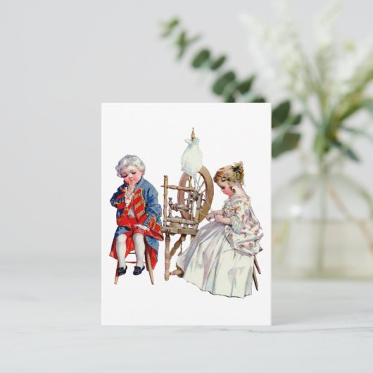 Kleine George en Martha Washington Briefkaart (Staand voorkant)