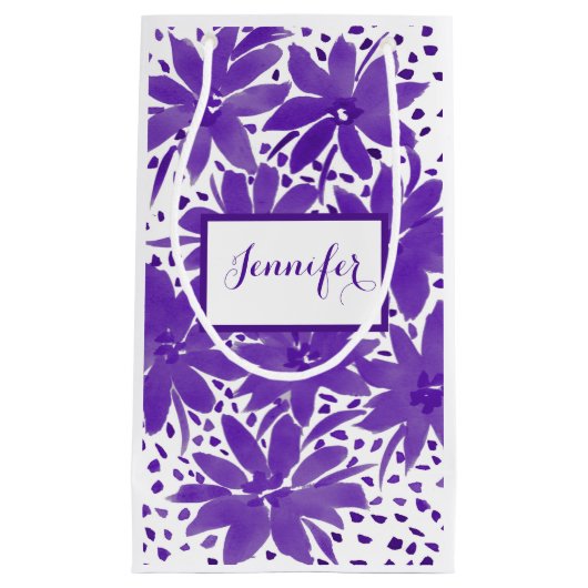 Kleine gepersonaliseerde bloemontwerp Paarse gesch Klein Cadeauzakje (Voorkant)