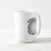Kleine gepersonaliseerde tekst golfbal 0,44 l. Op  Koffiemok (Voorkant rechts)