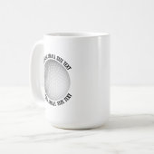 Kleine gepersonaliseerde tekst golfbal 0,44 l. Op  Koffiemok (Voorkant links)