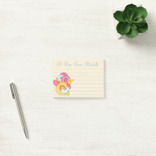 Kleine gepersonaliseerde Wildflowers Post It Notes (Kantoor)