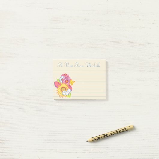 Kleine gepersonaliseerde Wildflowers Post It Notes (Op bureau)