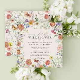 Kleine geperste wilde bloemen baby shower kaart