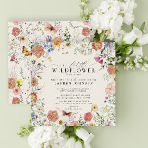Kleine geperste wilde bloemen baby shower kaart