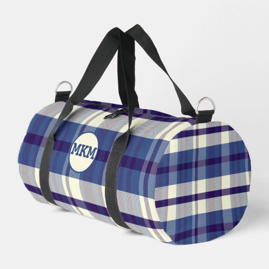 Kleine geplakte Duffle Bag met Custom Monogram Plunjezak (Linkerhoek)