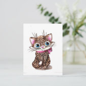 Kleine gespot kitten briefkaart (Staand voorkant)