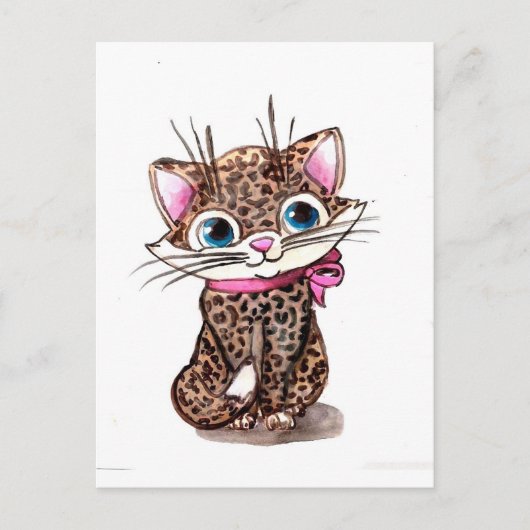 Kleine gespot kitten briefkaart (Voorkant)