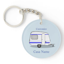 Kleine gestroomlijnde caravan sleutelhanger