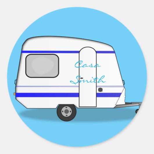Kleine gestroomlijnde caravan Thunder_Cove elke kl Ronde Sticker (Voorkant)