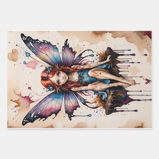 Kleine gevleugelde fee (Tinker Bell) in de waterve Inpakpapier Vel (Voorkant 2)