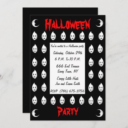 Kleine Ghost Party uitnodiging (Voorkant / Achterkant)