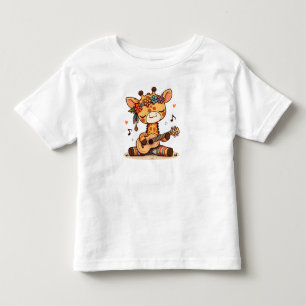 Kleine Giraf Gitaar Spelend Kinder Shirts