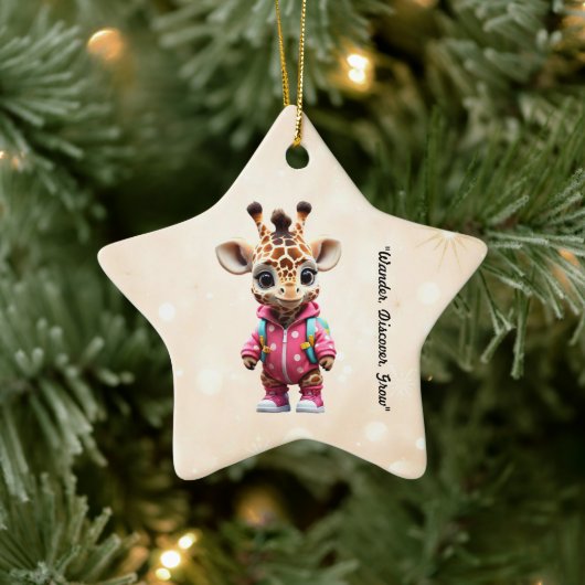"Kleine Giraffe Explorer" Keramisch Ornament (Boom)