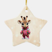 "Kleine Giraffe Explorer" Keramisch Ornament (Achterkant)