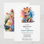 Kleine Giraffe Fopspeen en Deken Baby shower Kaart (Voorkant / Achterkant)
