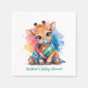 Kleine Giraffe Fopspeen en Deken Baby shower Servet