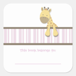 Kleine Giraffe {Roze} | Bladzijden Vierkante Sticker