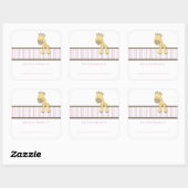 Kleine Giraffe {Roze} | Bladzijden Vierkante Sticker (Vel)