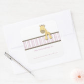 Kleine Giraffe {Roze} | Bladzijden Vierkante Sticker (Envelop)