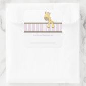 Kleine Giraffe {Roze} | Bladzijden Vierkante Sticker (Tas)