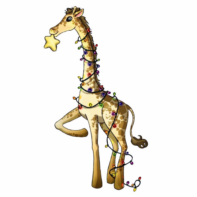 Kleine Giraffe Staand Fotobeeldje (Voorkant)