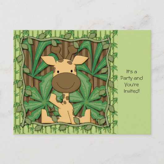 Kleine Giraffe Uitnodiging Briefkaart (Voorkant)