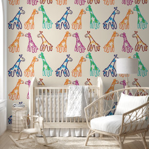 Kleine giraffen kwekerij Wallpaper Muur Behang