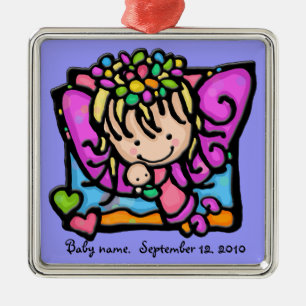 Kleine Girlie engel fee met haar baby Metalen Ornament