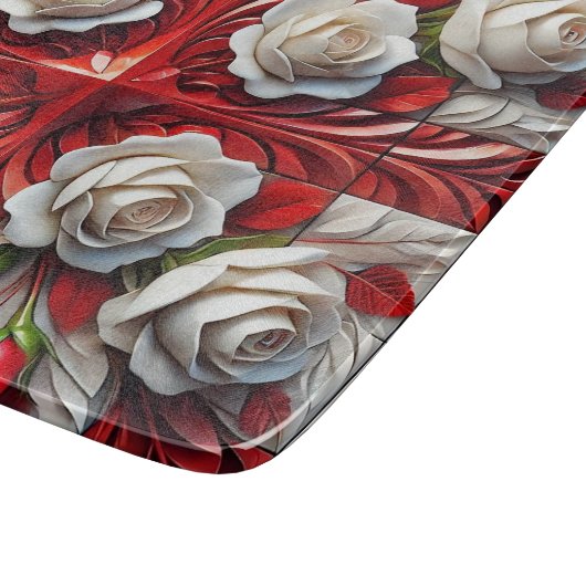 Kleine glassnijplank met Engelse Rozen Snijplank (Hoek)