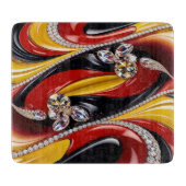 Kleine glazen snijplank met Belgische kleuren (Voorkant)