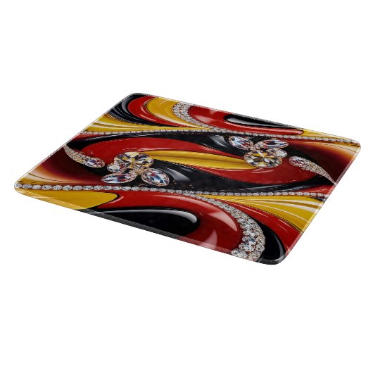 Kleine glazen snijplank met Belgische kleuren (Hoek)