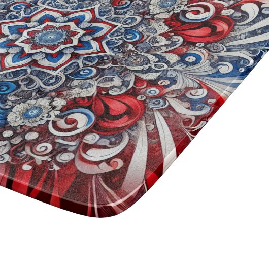 Kleine glazen snijplank met Franse kleuren (Hoek)