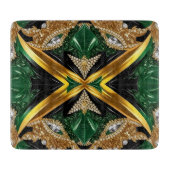 Kleine glazen snijplank met Jamaica Kleuren (Voorkant)