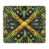 Kleine glazen snijplank met Jamaicaanse kleuren (Voorkant)