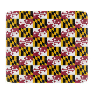 Kleine glazen snijplank met Maryland vlag