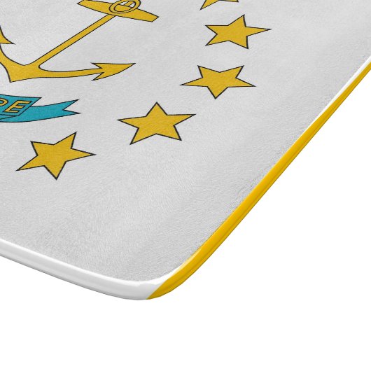 Kleine glazen snijplank met Rhode Island vlag (Hoek)
