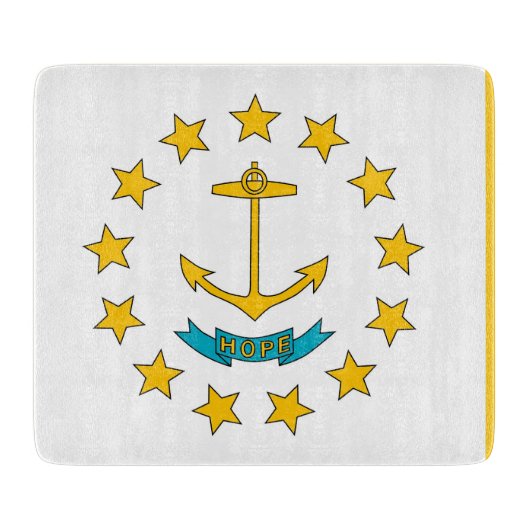 Kleine glazen snijplank met Rhode Island vlag (Voorkant)