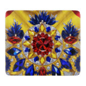 Kleine glazen snijplank met Roemeense kleuren (Voorkant)