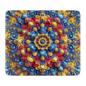 Kleine glazen snijplank met Roemeense kleuren (Voorkant)