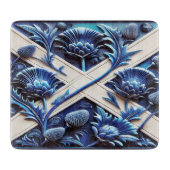 Kleine glazen snijplank met Schotse distels (Voorkant)