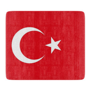 Kleine glazen snijplank met Turkije vlag