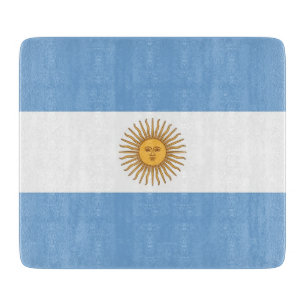 Kleine glazen snijplank met vlag van Argentinië