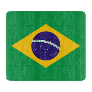 Kleine glazen snijplank met vlag van Brazilië