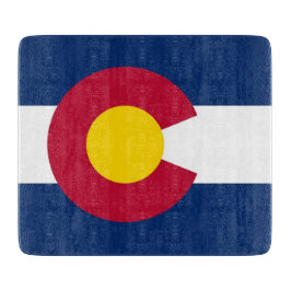 Kleine glazen snijplank met vlag van Colorado